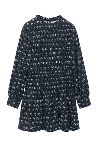 Robe florale manches bouffantes - Bleu marine