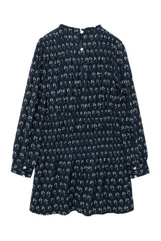 Robe florale manches bouffantes - Bleu marine