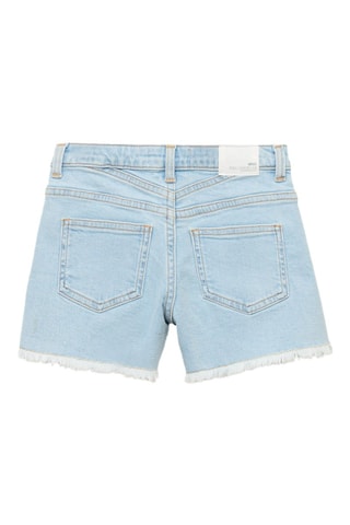Short en jean revers effilochés - Bleu