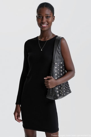 Robe maille sans manches - Noir