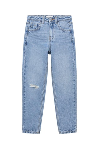 Jean mom-fit déchirures décoratives - Bleu