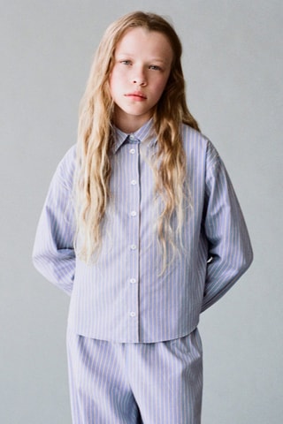 Chemise oversize coton rayures - Bleu