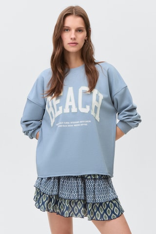 Sweat-shirt coton imprimé - Bleu