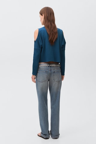 Sweat imprimé à découpe - Bleu foncé