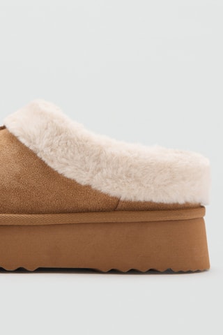 Sabot d'intérieur à plateforme effet peau de mouton - Beige