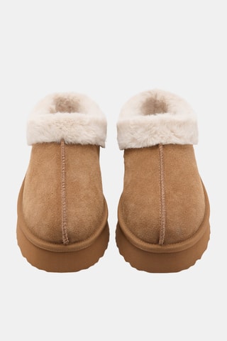 Sabot d'intérieur à plateforme effet peau de mouton - Beige