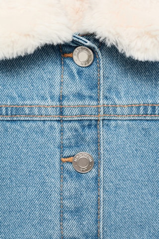 Blouson denim imitation  fourrure - Bleu