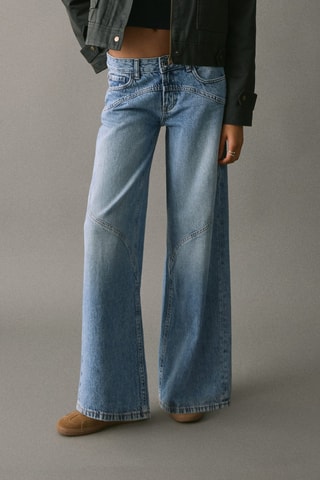 Jean wideleg détails coutures - Bleu