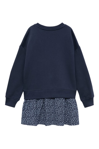Robe effet sweat à fleurs - Bleu marine