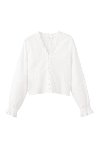Blouse texturée coton - Blanc