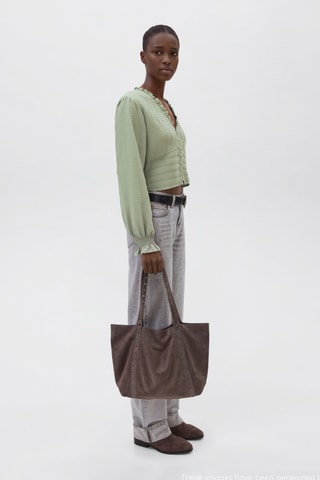 Blouse texturée coton - Kaki