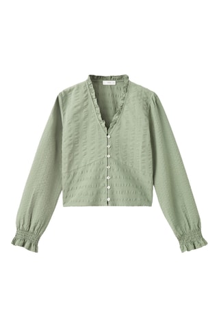 Blouse texturée coton - Kaki
