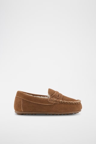 Mocassins cuir intérieur fourrure - Beige
