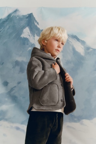 Manteau suède doublé imitation mouton - Kaki
