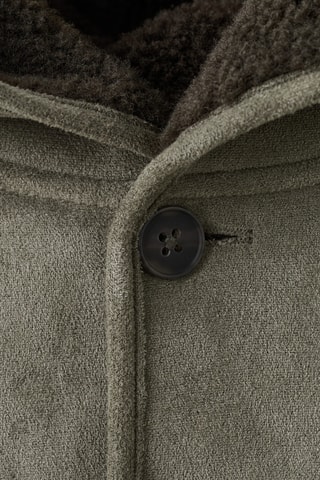 Manteau suède doublé imitation mouton - Kaki