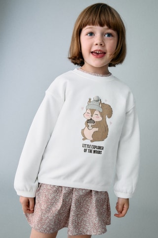 Sweat brodé et imprimé - Blanc