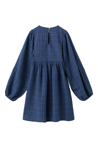 Robe carreaux détail brodé - Bleu marine