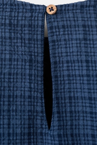 Robe carreaux détail brodé - Bleu marine