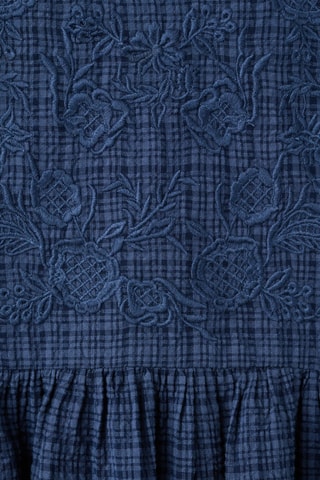 Robe carreaux détail brodé - Bleu marine