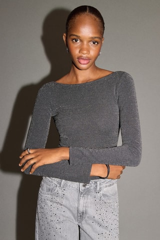 Body Lurex dos nu - Noir