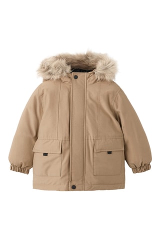 Anorak à capuche imitation fourrure - Camel