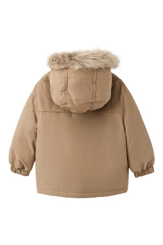 Anorak à capuche imitation fourrure - Camel