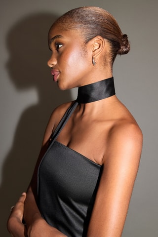 Robe midi avec cravate - Noir