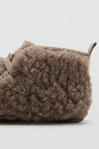 Bottines effet mouton avec semelle en cuir - Marron