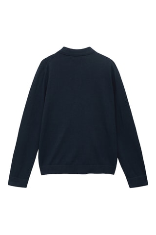 Pull-over maille col polo - Bleu marine
