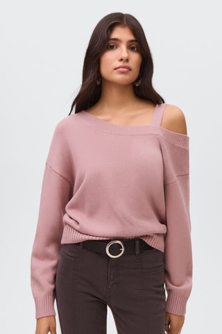 Pull en maille à découpe - Rose clair