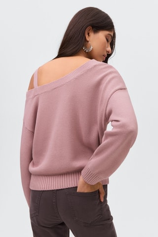 Pull en maille à découpe - Rose clair