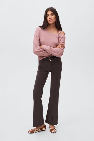 Pull en maille à découpe - Rose clair