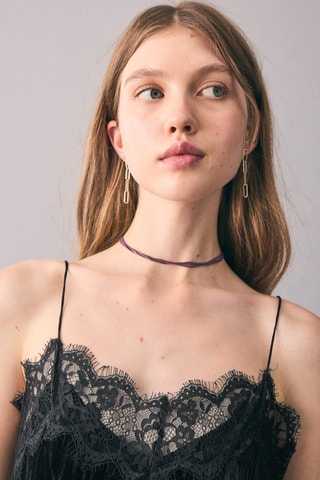 Top velours dentelle - Noir