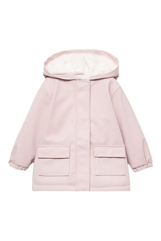 Manteau gommé doublure fausse fourrure - Rose