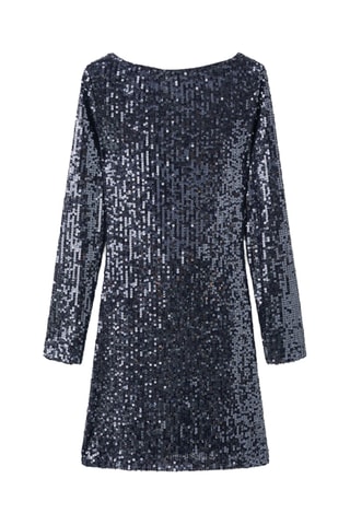 Robe paillettes manches longues - Bleu marine