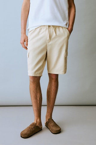 Bermuda lin cargo - Beige
