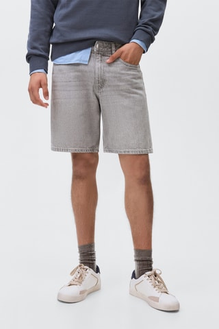 Bermuda denim coton - Gris