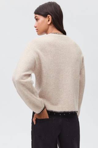 Pull-over brodé maille - Beige