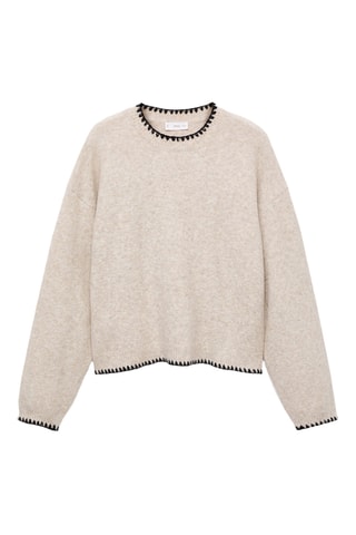Pull-over brodé maille - Beige