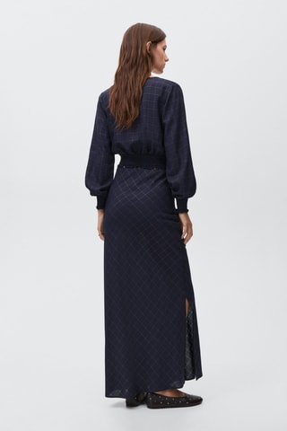 Jupe lurex à carreaux - Bleu marine