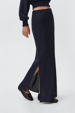 Jupe lurex à carreaux - Bleu marine