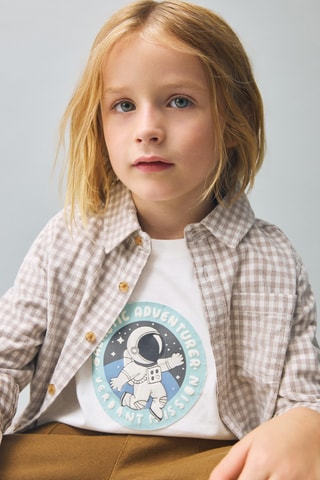 T-shirt texturé imprimé - Blanc