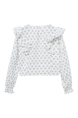 Blouse imprimée à volants - Écru