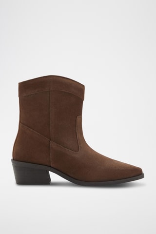 Bottines cuir et croûte de cuir - Marron