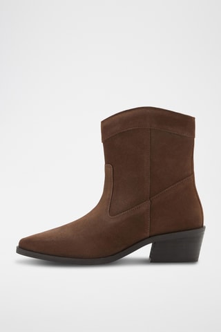 Bottines cuir et croûte de cuir - Marron
