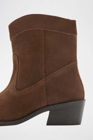 Bottines cuir et croûte de cuir - Marron