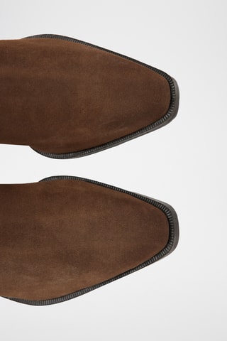 Bottines cuir et croûte de cuir - Marron