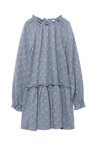 Robe florale à volant - Bleu
