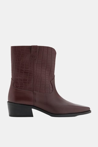 Bottines cuir à talon - Bordeaux