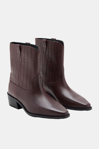 Bottines cuir à talon - Bordeaux